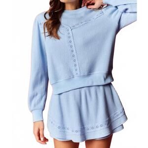 NEW RARERAW waffle knit skort set in sky blue
